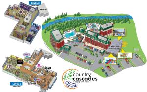 een kaart van de campus van het county cascades resort bij Country Cascades Waterpark Resort in Pigeon Forge