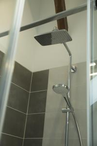 a shower with a shower head in a bathroom at maisonnette - quartier viarme in Nantes
