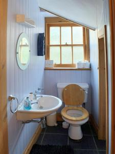 a bathroom with a toilet and a sink at Sandbankhouse Campbeltown in Campbeltown