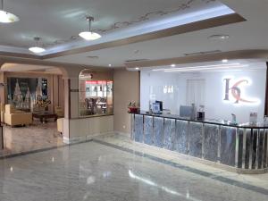 a lobby with a bar in a store at Hotel Castro in Santiago de Compostela
