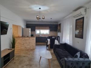 ein Wohnzimmer mit einem Sofa und einer Küche in der Unterkunft CasaRiana 1 in Eforie Sud