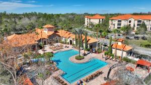 an overhead view of a pool at a resort at Royale Blue in Kissimmee