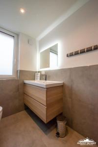 y baño con lavabo y espejo. en Auszeit-im-Harz Haus 3 Wohnung 5, en Braunlage