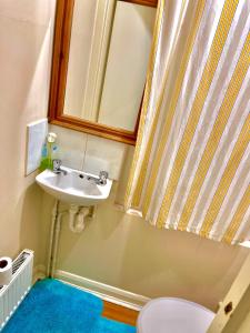 a bathroom with a sink and a toilet and a mirror at Comfy Double bedroom with a Private Toilet in London +12 photos