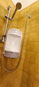 une douche dans une salle de bain avec un tuyau dans l'établissement Appartamento Dolce Vita, à Jesi