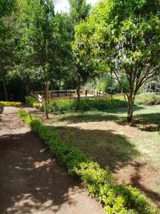 um caminho num parque com árvores e uma cerca em Jari Inn Bistro em Ngong
