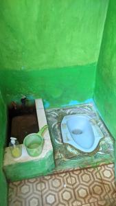 um WC num quarto verde com duas taças em Kostel Al-Barokah 