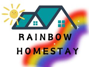a logo for a house with the words rainbow homesay at Rainbow HomeStay - No 8 Alley 18B Tong Dan in Hanoi