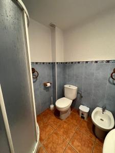 a bathroom with a toilet and a sink at los hubios in Arroyo Frio
