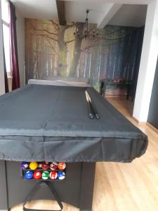 un tavolo da ping pong in un soggiorno con tavolo da ping pong di Chambres d'Hôte Alarome a Huy