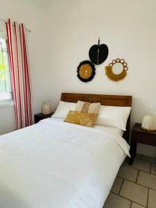 Postel nebo postele na pokoji v ubytování Palm Nest