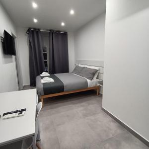 a bedroom with a bed and a desk in a room at Porta Nuova Suite 57 in Turin