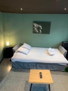 Postel nebo postele na pokoji v ubytování Froissart Loft et Studio
