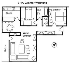 Půdorys ubytování Apartment Scuol