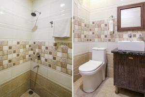 two pictures of a bathroom with a toilet and a sink at FabHotel La Vista in Zirakpur