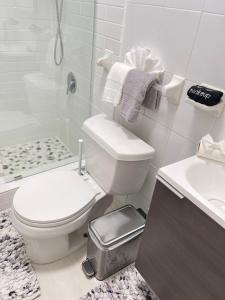 uma casa de banho branca com um WC e um lavatório em Paradise Villa em Nassau