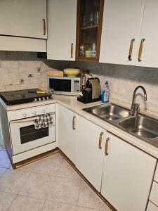 a kitchen with a sink and a stove top oven at Licheni house in Rome
