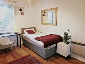 Postel nebo postele na pokoji v ubytování Single room in charming apartment with the terrace and the cat in Sandymount