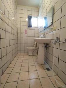 a bathroom with a sink and a toilet at Penghu Le You You Homestay in Magong