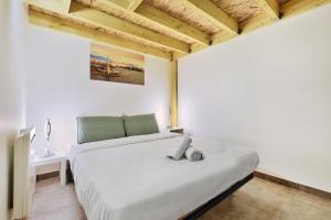 een slaapkamer met een groot wit bed in een kamer bij Le somptueux saint-clair in Caluire-et-Cuire