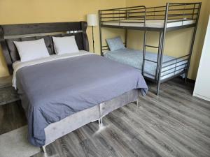 1 dormitorio con 1 cama y 1 litera en Right Choice Studio en Amberes