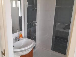 萨尔雷Pandora Ocean View am Praia Cabral的带水槽和淋浴的浴室