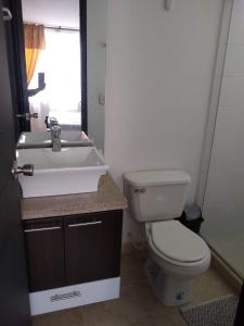 a bathroom with a toilet and a sink at APARTAMENTO VILLA OLÍMPICA in Pereira