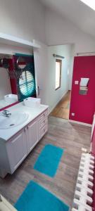 uma casa de banho com um lavatório e um espelho em Agréable maison de ville proche centre ville em Nantes