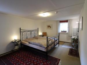 - une chambre avec un lit et un tapis rouge dans l'établissement Apartment Blechnerhof-1 by Interhome, à Hinterfalkau