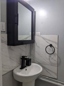 a bathroom with a white sink and a mirror at Destination Hope in Georgetown