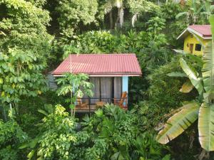 a small house with a red roof in the forest at Villas In Sueño Private Jungle Villas in Manuel Antonio