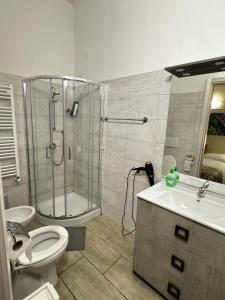 a bathroom with a shower and a toilet and a sink at Dream Guest House in Pisa