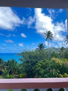 MarigotHappy Nest Dominica的从度假村的阳台上可欣赏到海景