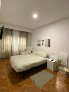 ein Schlafzimmer mit einem großen Bett in einem Zimmer in der Unterkunft Piso en el corazón de A Coruña. in A Coruña