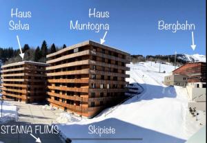 a rendering of a building in the snow at Ferienwohnung Stenna SELVA direkt bei Bergbahnen Skipiste in Flims