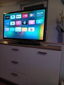 TV a/nebo společenská místnost v ubytování Ferienwohnung in Bühler nähe Appenzell