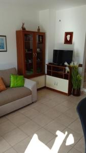 a living room with a couch and a tv at Apartment Milan - 10 m from the sea in Drvenik Veli