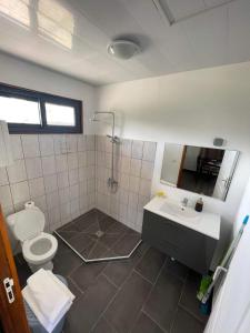 a bathroom with a toilet and a sink at Parea Lodge Huahine BUNGALOW F2 #Miti in Parea