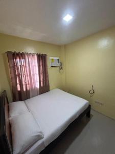 Schlafzimmer mit einem weißen Bett und einem Fenster in der Unterkunft ALMAR APARTELLE in Oroquieta