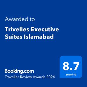 Certifikat, nagrada, znak ali drug dokument, ki je prikazan v nastanitvi Trivelles Executive Suites Islamabad