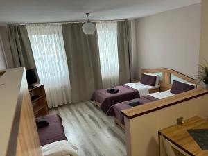 Posteľ alebo postele v izbe v ubytovaní H-T-L Apartamenty Junior