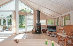 a living room with a fireplace and a tv at 2 Bedroom Amazing Home In Hjby in Lumsås