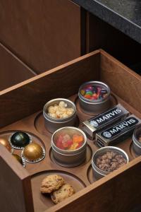 a wooden box filled with different types of food at Hotel Cap Diamant in Quebec City