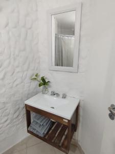 a bathroom with a sink and a mirror at Departamento Temporario Bianchi in Santiago del Estero