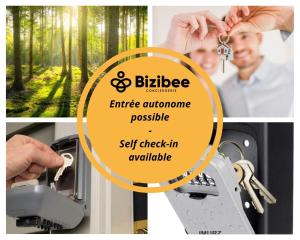 a collage of photos with a picture of a door lock at Quartier 113 - Close Insead and château in Fontainebleau