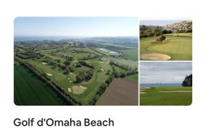 un collage de cuatro fotos de un campo de golf en Au Coeur d'Omaha Beach - Colleville-sur-Mer - Gîte 1, en Colleville-sur-Mer