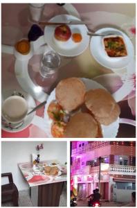 a collage of three pictures of food on plates at International Hotel In in Gorakhpur +34 photos