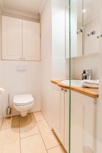 ein Bad mit einem WC und einem Waschbecken in der Unterkunft Haus Uthlande Wohnung 25 in Wyk auf Föhr