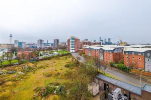 an aerial view of a city with tall buildings at NEW! Pristine 2-Bed Flat on Liverpool by 53 Degrees Property, Amazing Location, Sleeps 6! in Liverpool