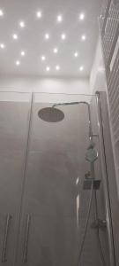 a shower in a bathroom with a drain in the ceiling at Palazzo Brienza in Potenza +60 photos